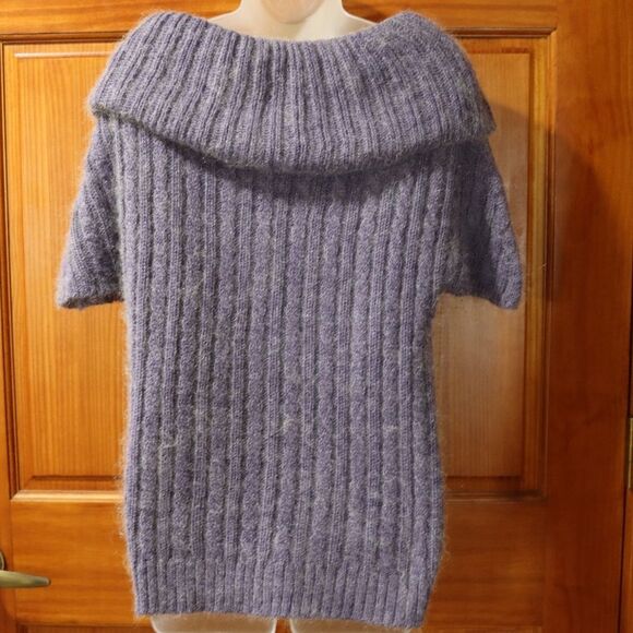 Fantasie Terrens Periwinkle Cowl Neck Cap Sleeve Mohair Sweater LG - Picture 9 of 12